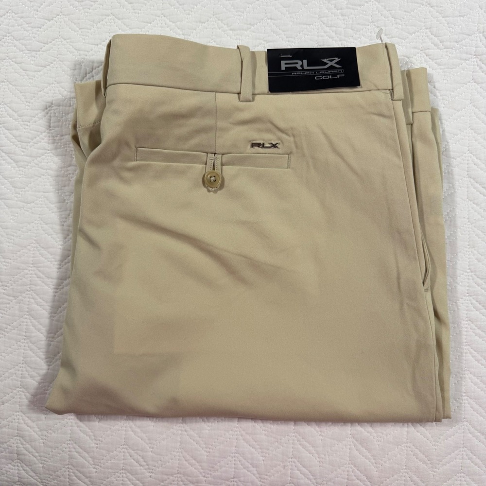 RLX Ralph Lauren Golf Shorts Men's Tan Polyester Flat Front Size 40 (41x10) NWT‎